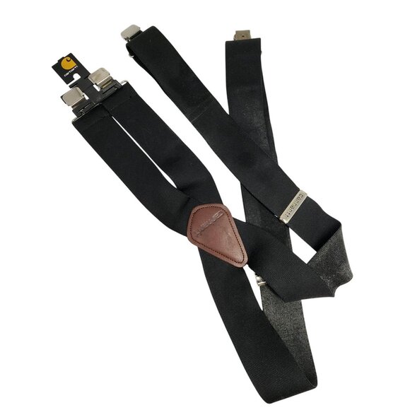Carhartt Mens Black Adjustable X-Back Suspenders With Metal Clips & Leather Acce - Picture 8 of 10